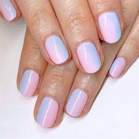 Light Pink And Purple Ombre Nail Polish Short Squoval