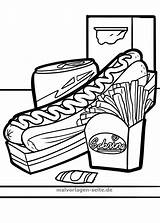 Fastfood Malvorlagen Malvorlage Trinken Makanan Seite Mewarnai Malen Minuman Ungesundes Lesen sketch template