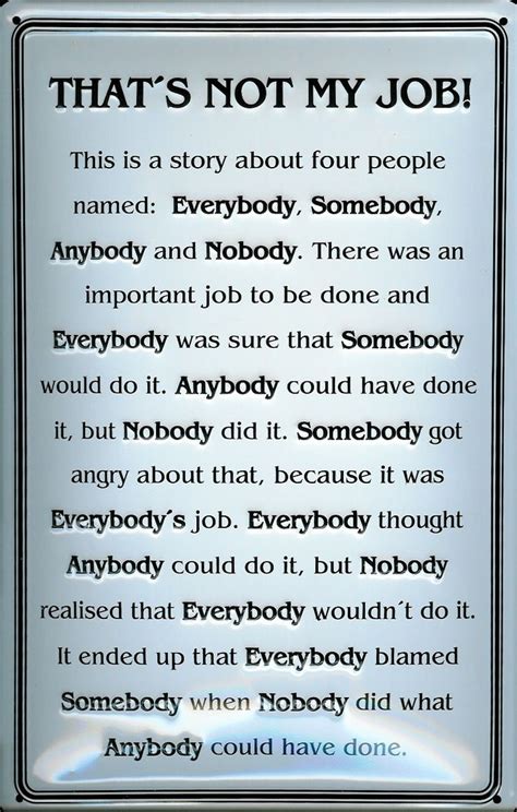 Story Of Everybody Somebody Anybody And Nobody ~ Best Stories Work