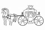 Chariot Carriage Coloration Princesse Isolement Horse sketch template