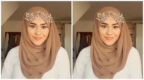 Beautiful Hijab Tutorial Styled With A Headpiece Hijab Fashion