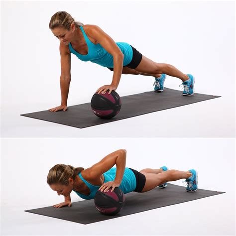 one arm med ball push up exercise workout medicine ball