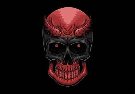 head demon skull  vector art  vecteezy