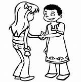 Shaking Friend Coloring Friendship Hand People Good sketch template