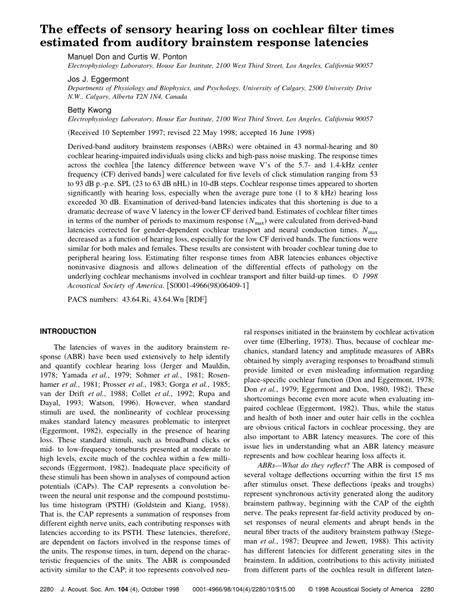 effects  sensory hearing loss  cochlear filter times estimated  auditory