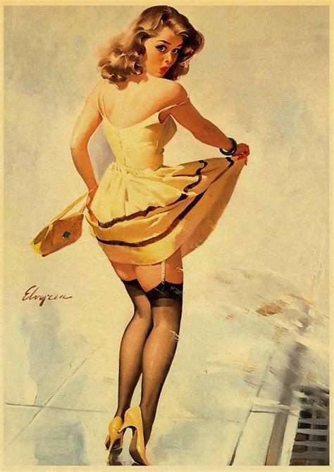 Pin Up Girls Classic World War Ii Retro Kraft Paper Poster