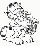 Garfield Colorir Saxophone Saxofone Tocando Ausmalbilder Playing Ausmalbild Kindergarten Imprimir Tudodesenhos Craneo Humano Anatomia Precolombinos Páginas Amigos sketch template