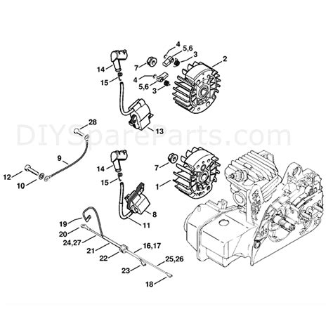 stihl ms  chainsaw ms  bz parts diagram ignition system
