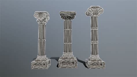 3d Model Pillar Set Three Columns Vr Ar Low Poly Cgtrader