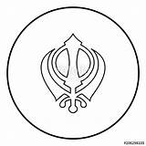 Khanda Sikh Sikhi Einfaches Pictogram Vectorified Farbillustration Flachen Beeld Eenvoudige Vlakke Stijl Eenvoudig sketch template