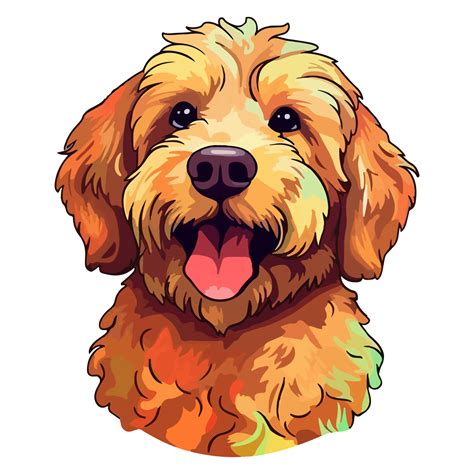 colorful golden doodle dog golden doodle portrait dog sticker clip