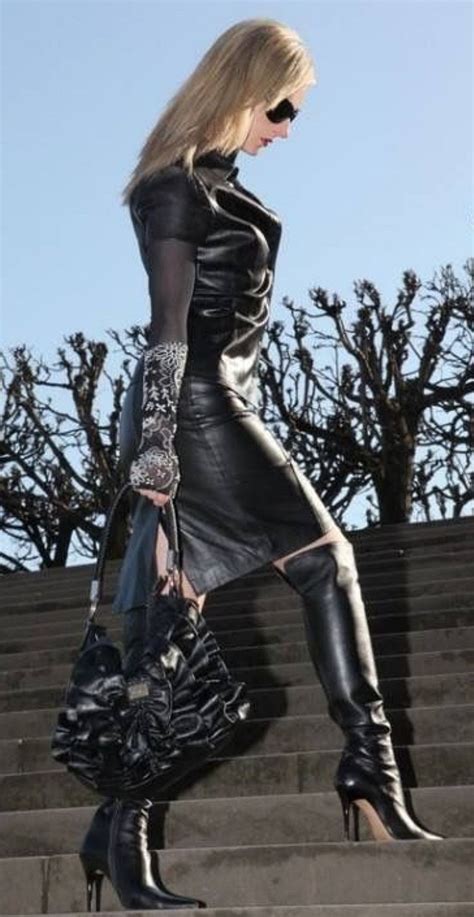 High Leather Boots Leather Wear Black Leather Skirts Leather Fashion