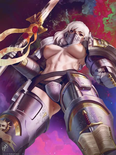 rule 34 armor breasts female female only green hair grey