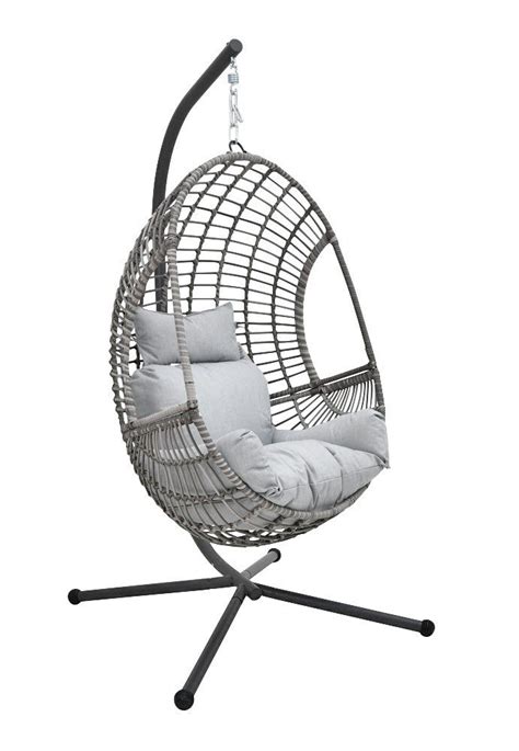 buy rattan effect hanging egg chair grey hammocks  swing seats