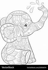 Coloring Elephant Adult Cute Vector Bookpage Pages Animal Mandala Book Relaxing Printable Adults Vectorstock Print Books Cartoon Detailed Ornaments Activity sketch template