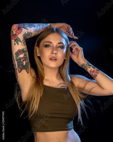 wallpaper blonde long hair big boobs tattoo black my xxx hot girl