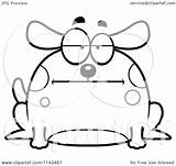 Dog Happy Clipart Chubby Bored Cartoon Vector Outlined Coloring Thoman Cory Royalty Clipartof sketch template