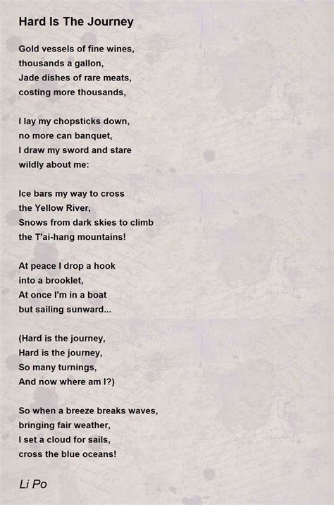 hard   journey poem  li po poem hunter