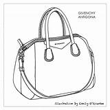 Drawing Designer Bag Handbags Handbag Purse Illustration Sketch Bags Disegno Gucci Givenchy Fashion Cad Borsa Sketches Borse Coloring Belt Una sketch template