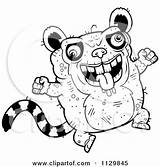 Ugly Lemur Cartoon Outlined Clipart Jumping Coloring Cory Thoman Vector Confused sketch template