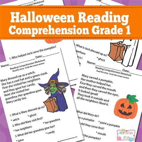 halloween reading comprehension worksheets  st grade reading