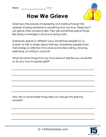 grief worksheets  worksheetscom