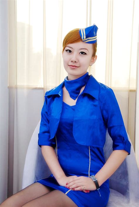 Pretty Stewardess Costume In Blue Uniform ~ World