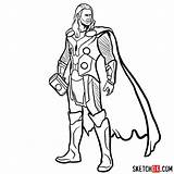 Thor Drawing Draw Step Easy Drawings Superheroes Sketchok Odinson Hemsworth Chris Paintingvalley sketch template