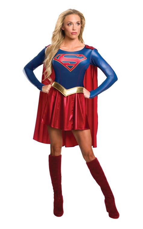 ladies supergirl costume halloween superhero fancy dress womens adult