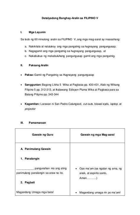 detailed lesson plan in filipino detailed lesson plan in grade 4 images