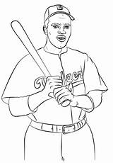 Jackie Robinson Coloring Pages Printable Drawing Worksheets Baseball Color Cartoon History Drawings Kids Printables Mlb Month Dot Crafts Categories sketch template