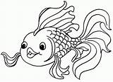 Goldfish Coloring Printable Pages Kids sketch template