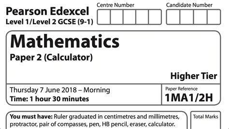 edexcel paper  exemplars gcse maths edexcel paper calculator