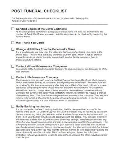 funeral checklist guide