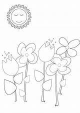 Coloring Sun Summer Flowers Pages sketch template