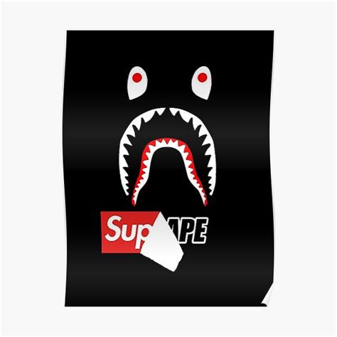 Red Bape Shark Posters Redbubble