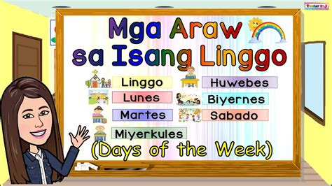 mga araw sa isang linggo days of the week youtube