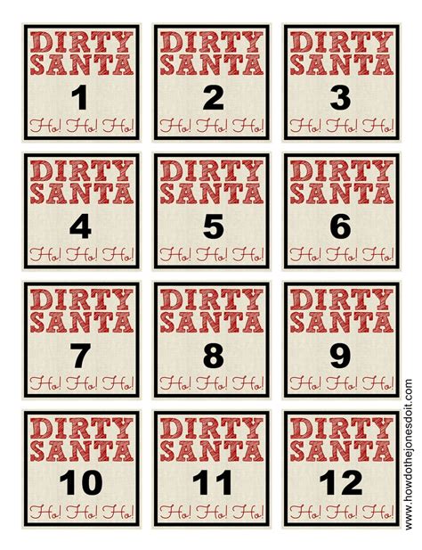 dirty santa numbers printable printable word searches