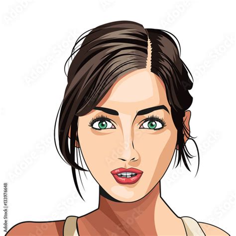 beauty girl face lipstick hair tied vector illustration eps  stock