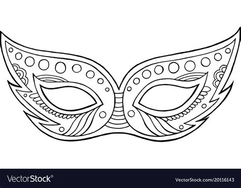 mardi gras mask outline isolated element vector image