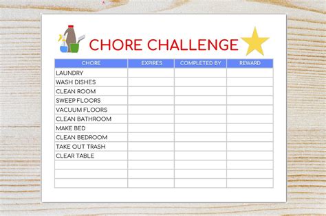 chore challenge editable chore list chore chart kids chores etsy