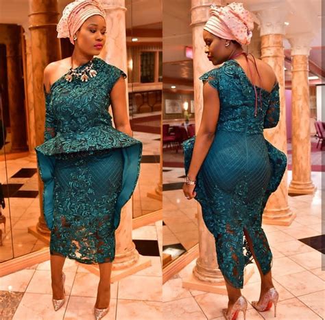 short lace gown styles   midi gown styles  asoebi reny styles