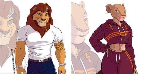 artist gave  lion king characters  humanlike makeover popsugar