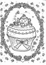 Coloring Pages Food Adult Colouring Books Printable Colorir Livro Cupcake Sheets Teapot Adults Templates Drawings Cup Christmas Doodles Choose Board sketch template