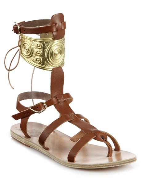 ancient greek sandals ilias lalaounis rhodes leather gladiator sandals