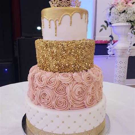 quince gold and pink rose cake quince cakes sweet 16