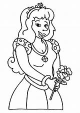 Ages Middle Princess Coloring Holding Rose Clipart Cliparts Color Size Colouring Print Library sketch template