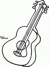 Gitar Mewarnai Sketsa Kartun Akustik Tradisional Versi Macam Mudah Digambar Biola Keren Nyata Listrik Paud sketch template