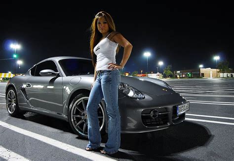 Beautiful Sport Car With Girl Porsche Cayman 2012 2013