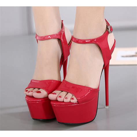 red patent sexy platforms stage super high stiletto heels